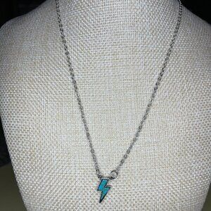 Turquoise Lightning Bolt Pendant Necklace